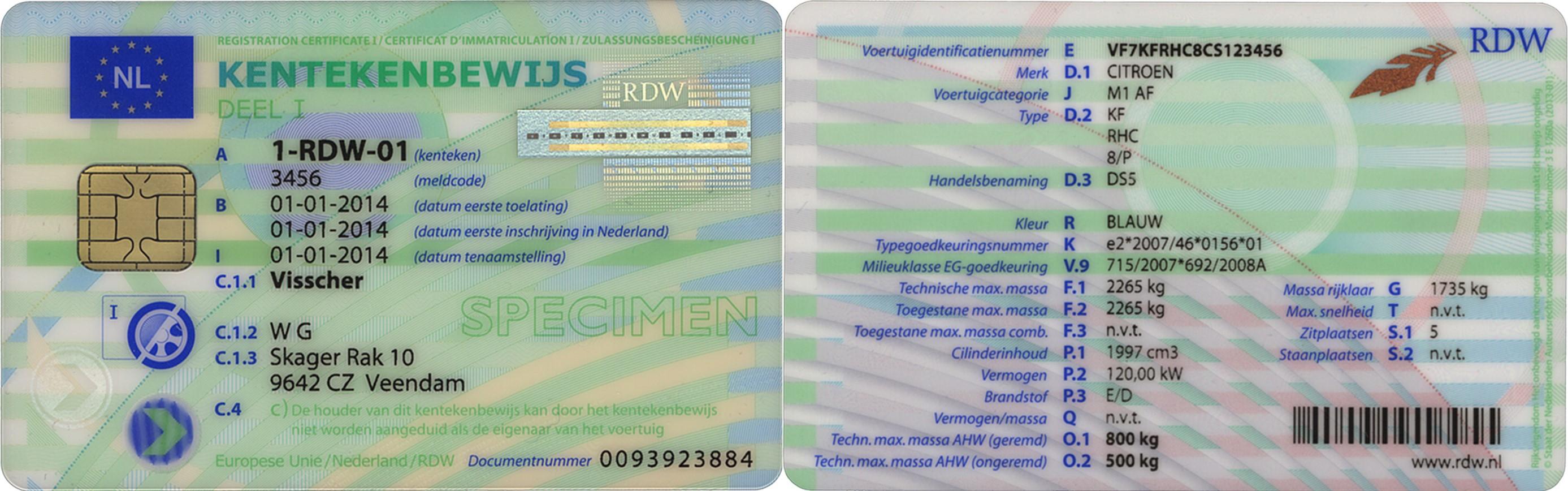 Kentekenbewijs-kentekencard